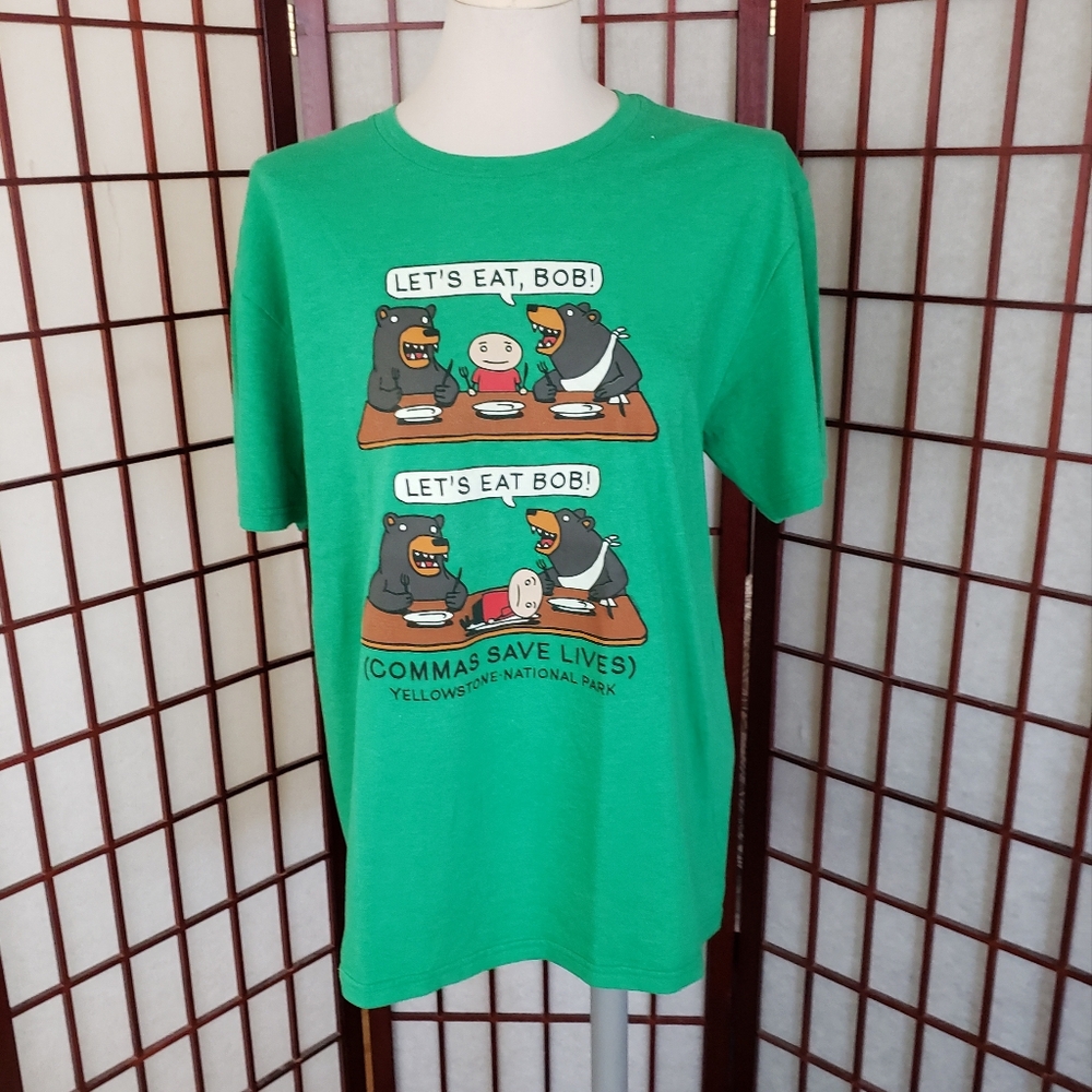 Commas Save Lives Green Graphic T-Shirt with Fun Print